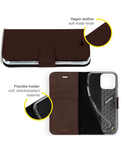 Accezz Wallet Softcase Bookcase iPhone 13 Pro - Donkerbruin / Dunkelbraun  / Dark Brown