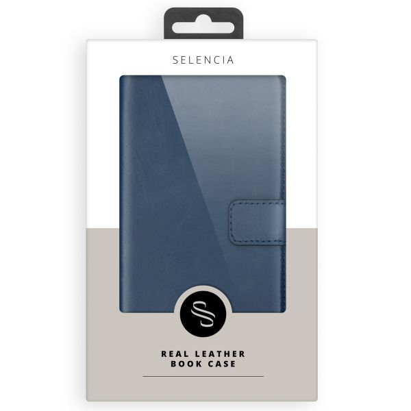 Selencia Echt Lederen Bookcase Samsung Galaxy S22 - Blauw / Blau / Blue