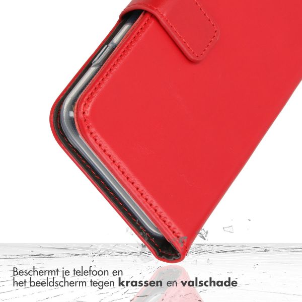 Selencia Echt Lederen Bookcase Samsung Galaxy S22 Ultra - Rood / Rot / Red