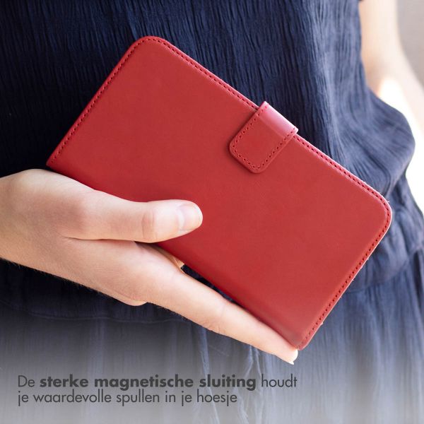 Selencia Echt Lederen Bookcase Samsung Galaxy S22 Ultra - Rood / Rot / Red