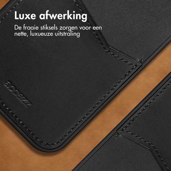 Accezz Premium Leather Card Slot Backcover iPhone 12 (Pro) - Zwart / Schwarz / Black