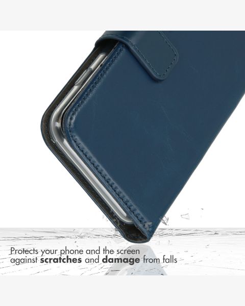 Selencia Echt Lederen Bookcase iPhone 14 Plus - Blauw / Blau / Blue