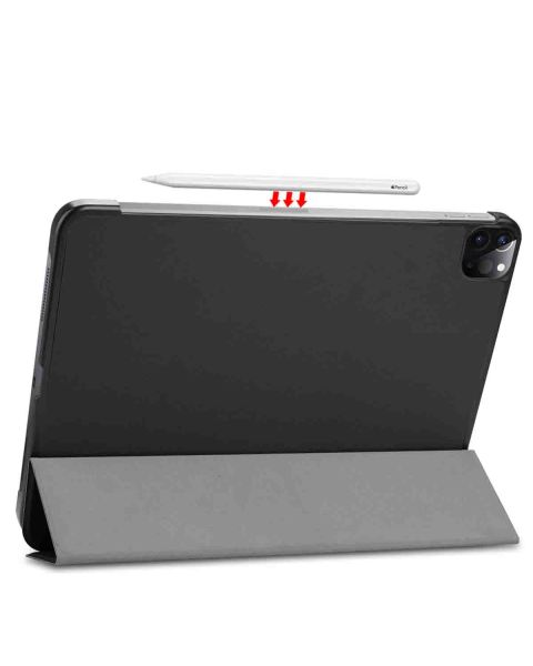Accezz Trifold Bookcase iPad Pro 12.9 (2021 / 2022) - Zwart / Schwarz / Black