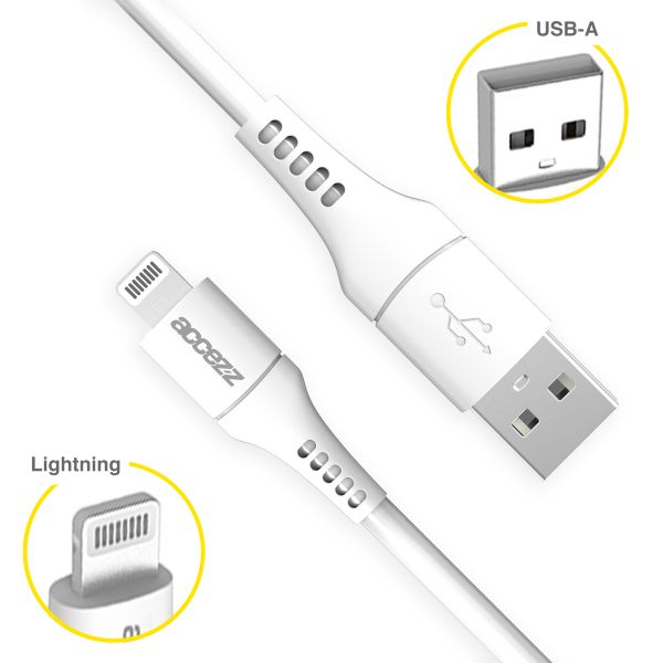Accezz 2 pack Lightning naar USB kabel - MFi certificering - 1 meter - Wit / Weiß / White