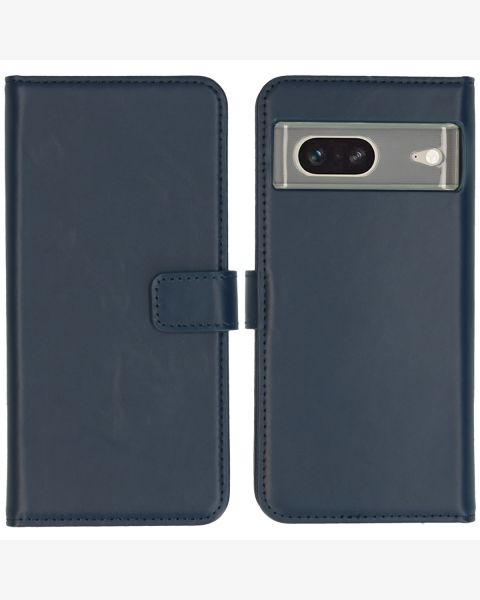 Selencia Echt Lederen Bookcase Google Pixel 7 - Blauw / Blau / Blue