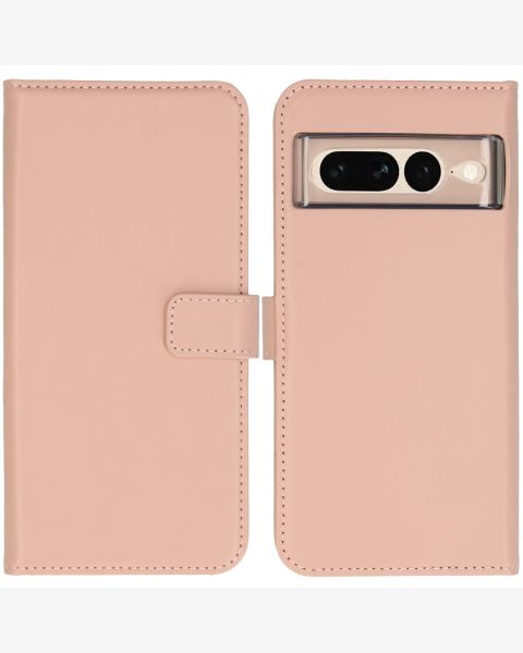 Selencia Echt Lederen Bookcase Google Pixel 7 Pro - Dusty Pink