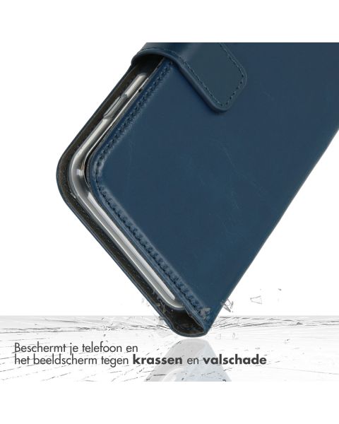 Selencia Echt Lederen Bookcase Samsung Galaxy S23 - Blauw / Blau / Blue