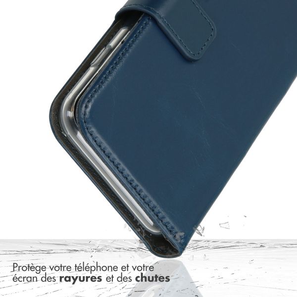 Selencia Echt Lederen Bookcase Samsung Galaxy S23 - Blauw / Blau / Blue