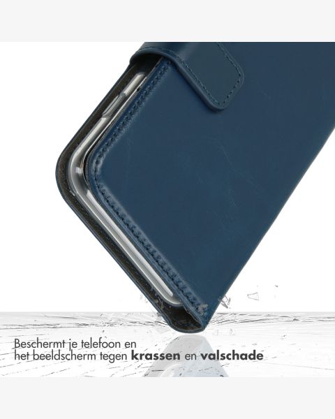 Selencia Echt Lederen Bookcase Samsung Galaxy S23 Ultra - Blauw / Blau / Blue