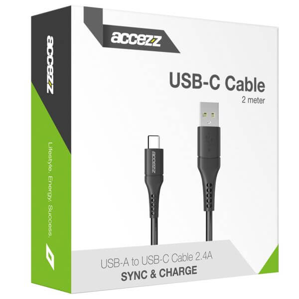 Accezz USB-C naar USB kabel - 2 meter - Wit / Weiß / White