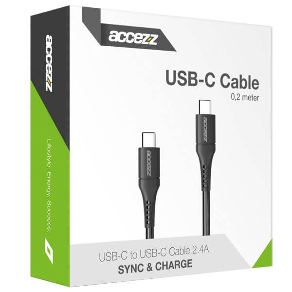 Accezz USB-C naar USB-C kabel - 0,2 meter - Wit / Weiß / White