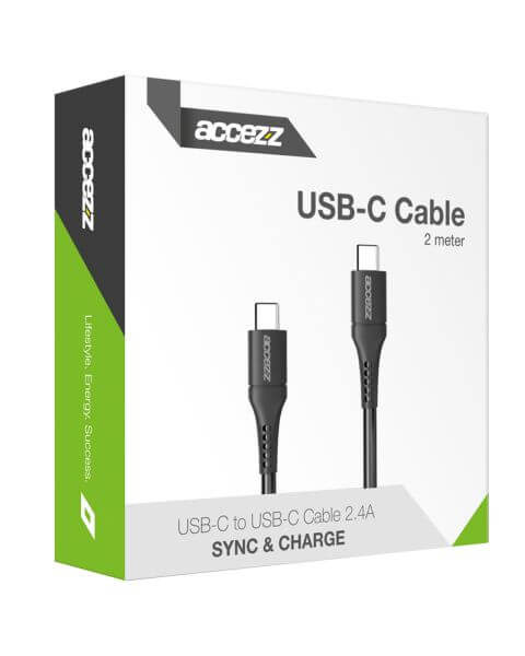 Accezz USB-C naar USB-C kabel - 2 meter - Wit / Weiß / White