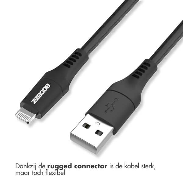 Accezz Lightning naar USB kabel - MFi certificering - 1 meter - Zwart / Schwarz / Black