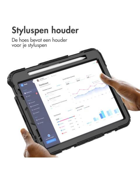 Accezz Rugged Backcover met schouderstrap iPad Air (2022 / 2020) - Zwart / Schwarz / Black