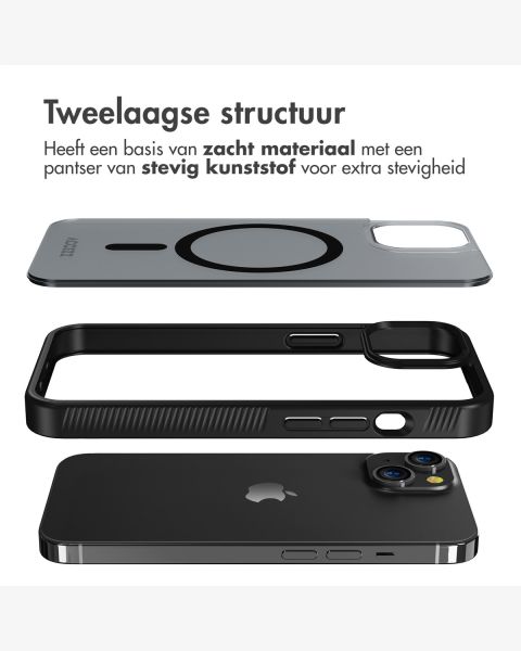 Accezz Rugged Frosted Backcover met MagSafe iPhone 14 - Zwart / Schwarz / Black