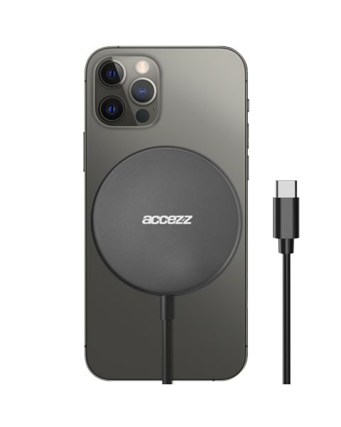 Accezz MagSafe Wireless Charger - MagSafe oplader met USB-C aansluiting - 15 Watt - Grijs / Grau   / Gray