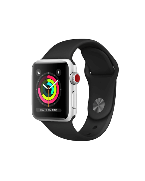 Apple Watch Series 3 | 38mm | Aluminium Case Zilver | Zwart sportbandje | GPS | WiFi + 4G