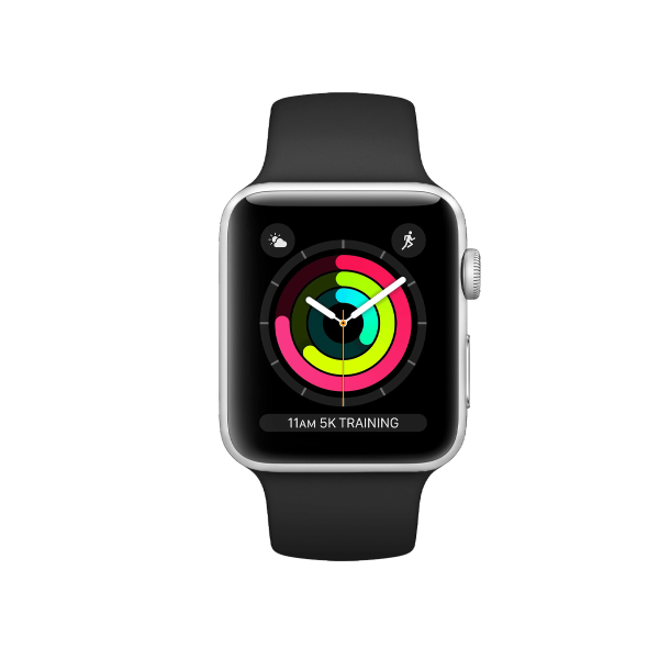Apple Watch Series 3 | 42mm | Aluminium Case Zilver | Zwart sportbandje | GPS | WiFi + 4G