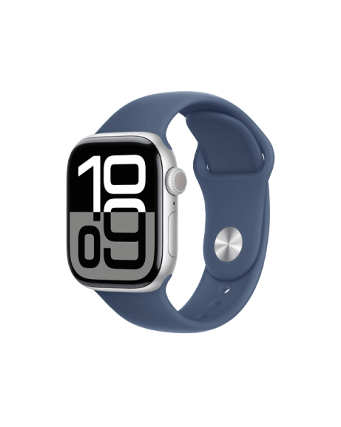 Apple Watch Series 10 | 42mm | Aluminium Case Zilver | S/M Blauw sportbandje | GPS | WiFi