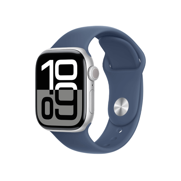 Apple Watch Series 10 | 42mm | Aluminium Case Zilver | S/M Blauw sportbandje | GPS | WiFi