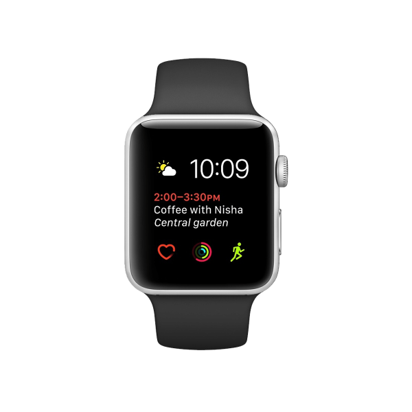 Apple Watch Series 2 | 42mm | Aluminium Case Zilver | Zwart sportbandje | GPS | WiFi