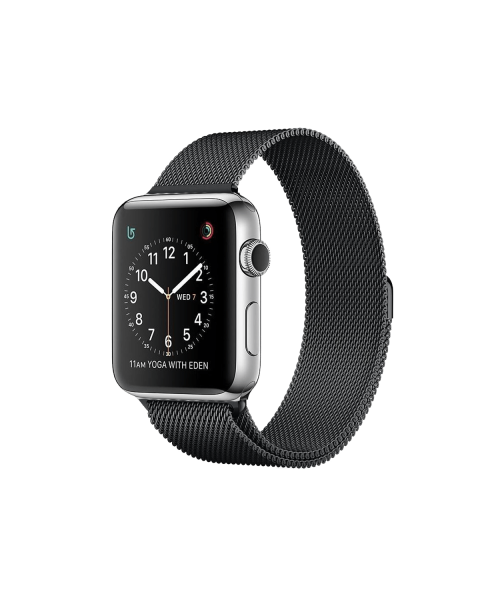 Refurbished Apple Watch Series 2 | 42mm | Stainless Steel Case Zilver | Zwart sportbandje | GPS | WiFi