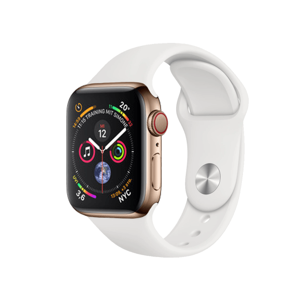 Apple Watch Series 4 | 40mm | Stainless Steel Case Goud | Wit sportbandje | GPS | WiFi + 4G