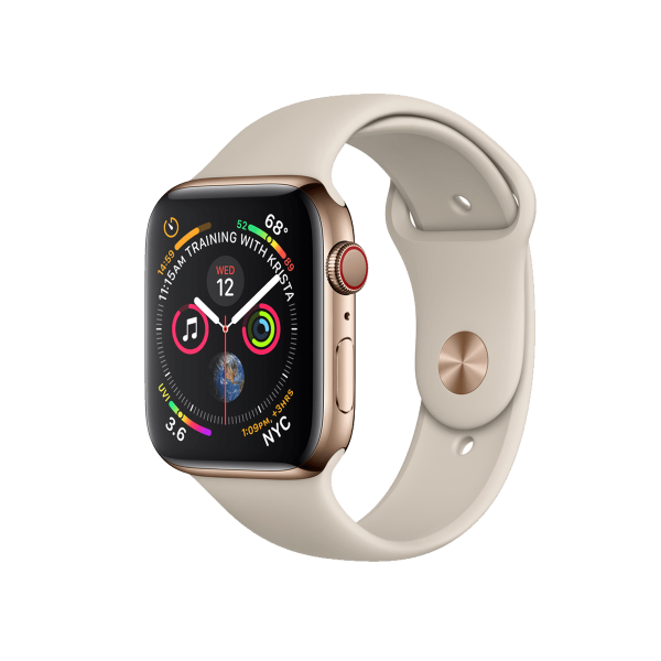 Apple Watch Series 4 | 44mm | Stainless Steel Case Goud | Stone sportbandje | GPS | WiFi + 4G