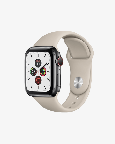 Apple Watch Series 5 | 40mm | Stainless Steel Case Zwart | Stone sportbandje | GPS | WiFi + 4G