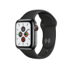 Apple Watch Series 5 | 44mm | Titanium Case Spacegrijs | Zwart sportbandje | GPS | WiFi + 4G