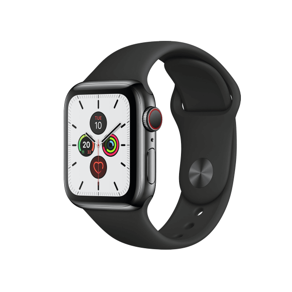 Apple Watch Series 5 | 44mm | Titanium Case Spacegrijs | Zwart sportbandje | GPS | WiFi + 4G