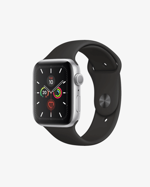 Apple Watch Series 5 | 44mm | Aluminium Case Zilver | Zwart sportbandje | GPS | WiFi + 4G