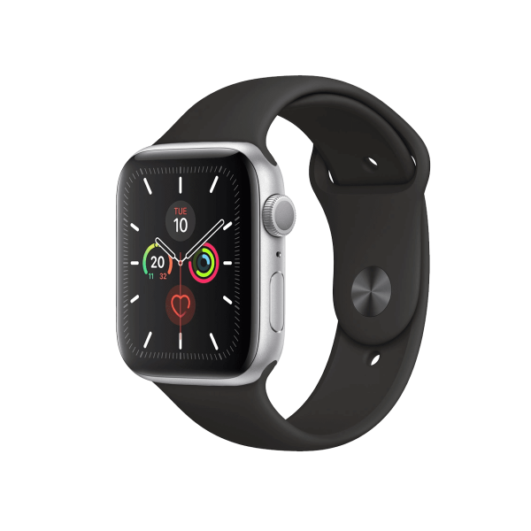 Apple Watch Series 5 | 44mm | Aluminium Case Zilver | Zwart sportbandje | GPS | WiFi + 4G