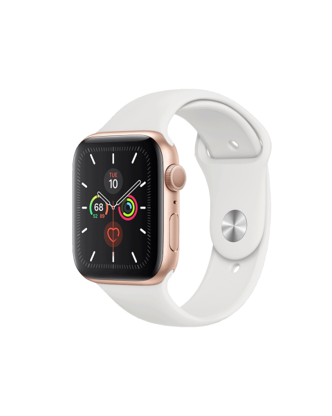 Refurbished Apple Watch Series 5 | 44mm | Aluminium Case Goud | Wit sportbandje | GPS | WiFi