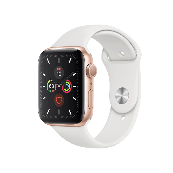 Apple Watch Series 5 | 44mm | Aluminium Case Goud | Wit sportbandje | GPS | WiFi + 4G