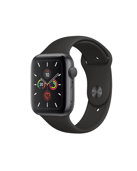 Refurbished Apple Watch Series 5 | 44mm | Aluminium Case Spacegrijs | Zwart sportbandje | GPS | WiFi + 4G