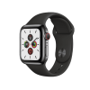 Refurbished Apple Watch Series 5 | 40mm | Stainless Steel Case Zwart | Zwart sportbandje | GPS | WiFi + 4G