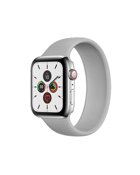 Apple Watch Series 5 | 44mm | Stainless Steel Case Zilver | Grijs sport loop | GPS | WiFi + 4G