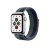 Apple Watch Series 5 | 44mm | Stainless Steel Case Zilver | Blauw/groen sportbandje | GPS | WiFi + 4G