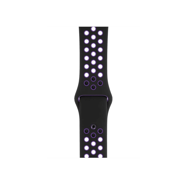 Apple Watch Series 5 | 44mm | Stainless Steel Case Zwart | Zwart/Hyper Grape Nike sportbandje | GPS | WiFi + 4G