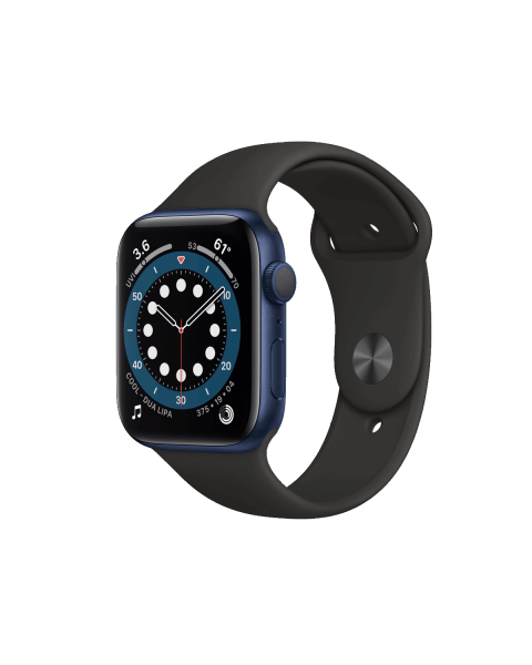 Apple Watch Series 6 | 44mm | Aluminium Case Blauw | Zwart sportbandje | GPS | WiFi + 4G