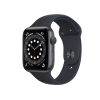 Apple Watch Series 6 | 44mm |  Aluminium Case Spacegrijs | Middernacht Blauw sportbandje | GPS | WiFi + 4G