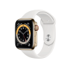 Apple Watch Series 6 | 44mm | Stainless Steel Case Goud | Wit sportbandje | GPS | WiFi + 4G | W1