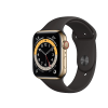 Apple Watch Series 6 | 44mm | Stainless Steel Case Goud | Zwart sportbandje | GPS | WiFi + 4G