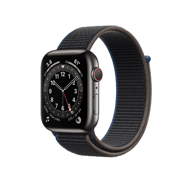 Apple Watch Series 6 | 44mm | Stainless Steel Case Grafiet | Charcoal sport loop | GPS | WiFi + 4G