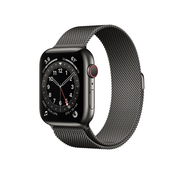 Apple Watch Series 6 | 44mm | Stainless Steel Case Grafiet | Grafiet Milanees bandje | GPS | WiFi + 4G