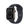 Apple Watch Series 6 | 44mm | Stainless Steel Case Grafiet | Middernacht Blauw sportbandje | GPS | WiFi + 4G