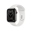 Apple Watch Series 6 | 44mm | Stainless Steel Case Grafiet | Wit sportbandje | GPS | WiFi + 4G