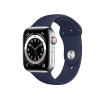 Apple Watch Series 6 | 44mm | Stainless Steel Case Zilver | Middernacht Blauw sportbandje | GPS | WiFi + 4G