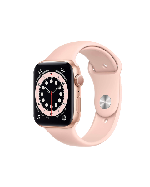 Apple Watch series 6 | 44mm |  Aluminium Case Goud | Roze sportbandje | GPS | WiFi